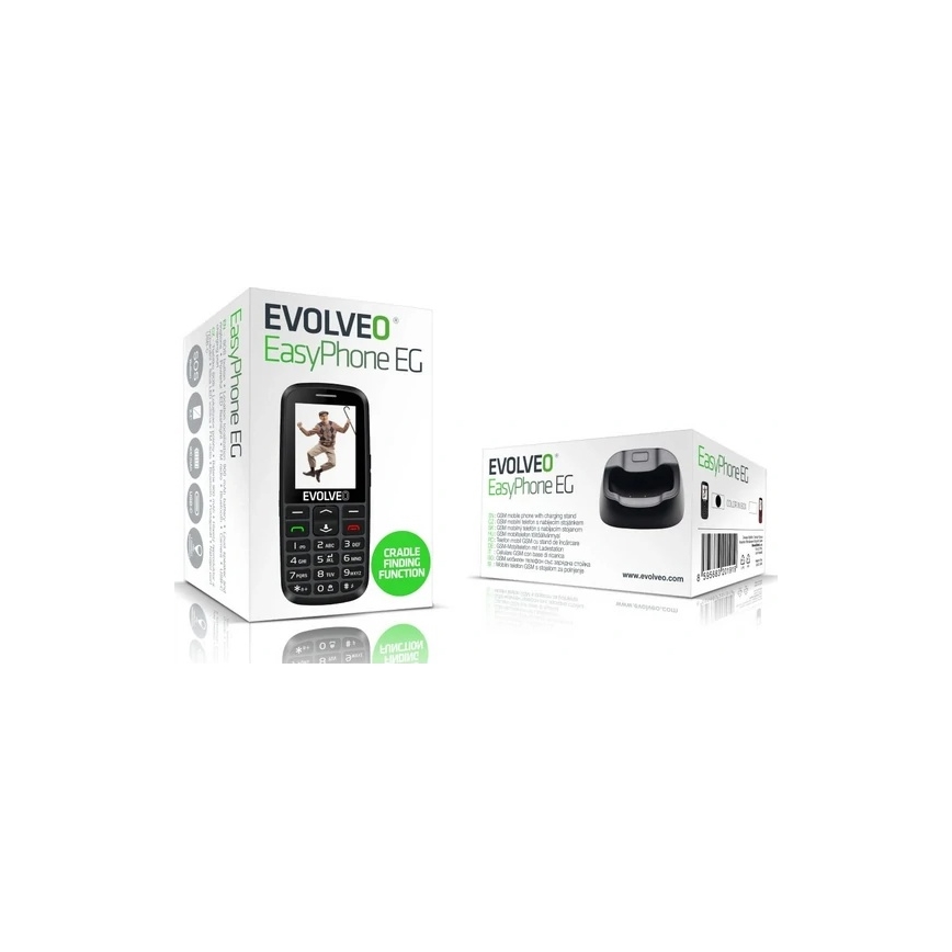 Evolveo - EasyPhone EG 2G mobiltelefon til ældre, sort