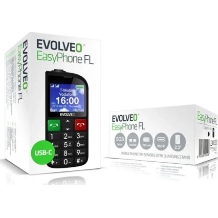 Evolveo - EasyPhone FL, mobiltelefon til ældre, sort