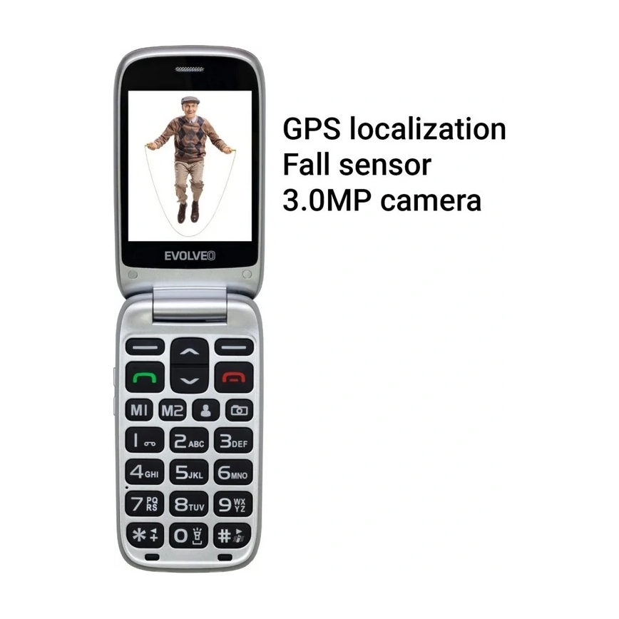 Evolveo - EasyPhone FS klaptelefon til ældre 2.8 rød