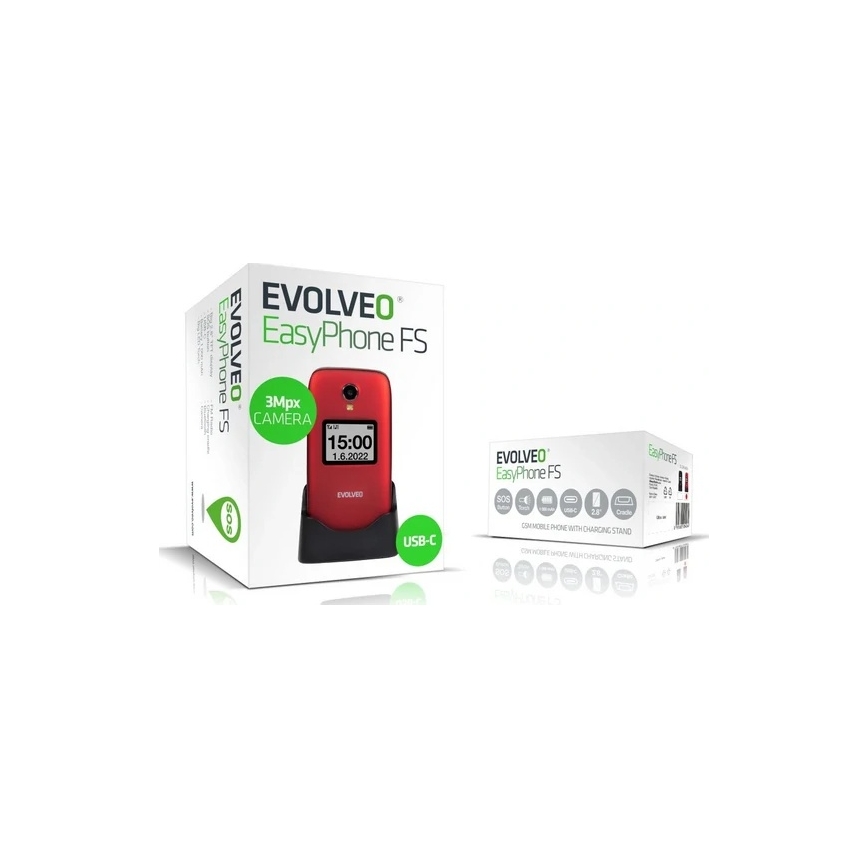 Evolveo - EasyPhone FS klaptelefon til ældre 2.8 rød