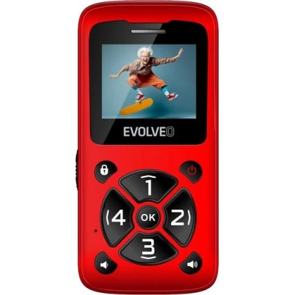 Evolveo - EasyPhone ID, rød mobiltelefon til ældre