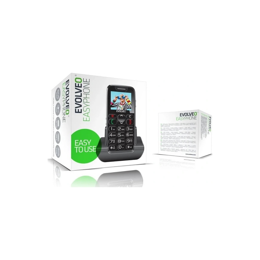 Evolveo - EasyPhone, mobiltelefon til seniorer, sort