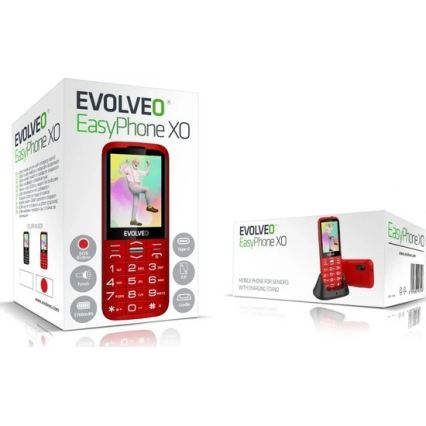 Evolveo - EasyPhone XO, mobiltelefon til seniorer, rød