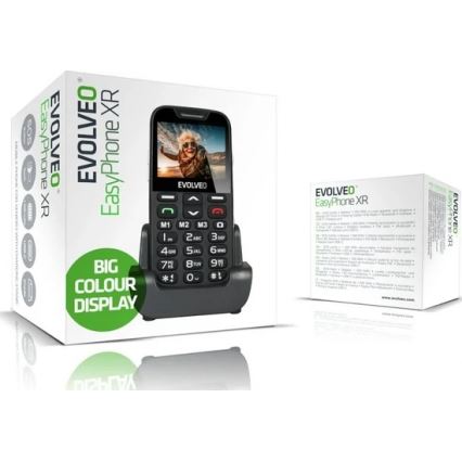 Evolveo - EasyPhone XR 2G mobiltelefon til ældre, sort