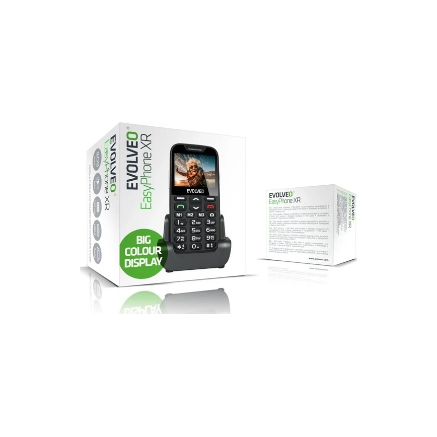 Evolveo - EasyPhone XR 2G mobiltelefon til ældre, sort