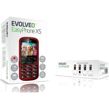 Evolveo - EasyPhone XS, mobiltelefon til seniorer, rød