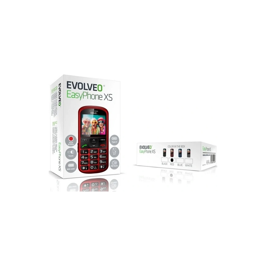 Evolveo - EasyPhone XS, mobiltelefon til ældre, rød