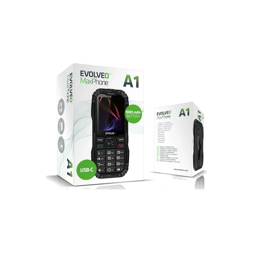 Evolveo - MaxPhone A1, knaptelefon med Dual SIM, sort