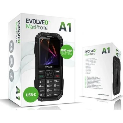 Evolveo - MaxPhone A1, telefon med fysiske taster og Dual SIM, sort