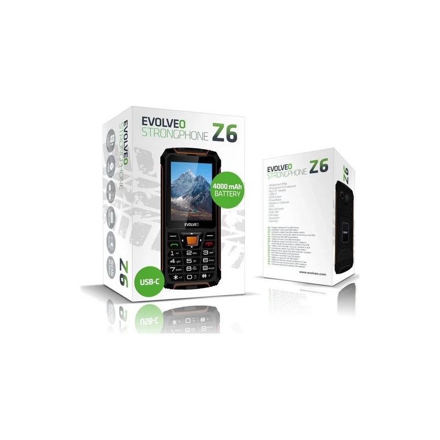 Evolveo - StrongPhone H1 vandtæt Dual SIM-telefon i sort/sølv