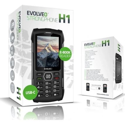 Evolveo - StrongPhone H1, vandtæt Dual-SIM-telefon, sort-sølv
