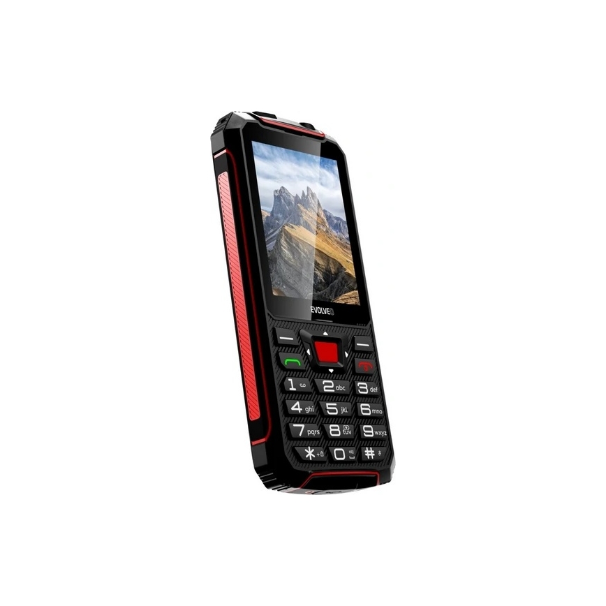Evolveo - StrongPhone W4, vandtæt Dual-SIM-telefon i sort/rød