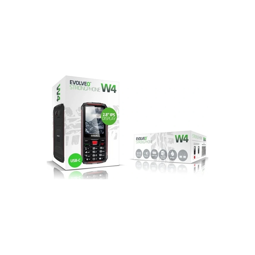 Evolveo - StrongPhone W4, vandtæt Dual-SIM-telefon, sort-rød