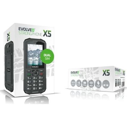 Evolveo - StrongPhone X5, vandtæt Dual SIM-telefon, sort - grå