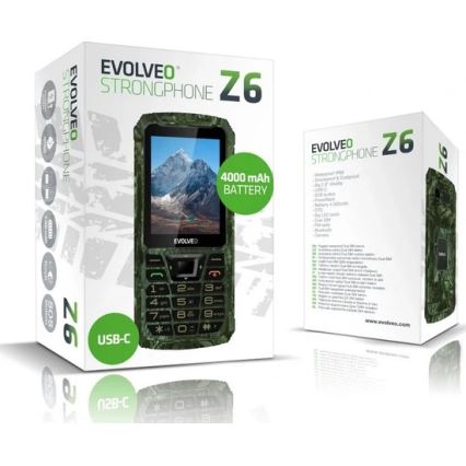 Evolveo - StrongPhone Z6 vandtæt Dual SIM-telefon i jagtkamouflage