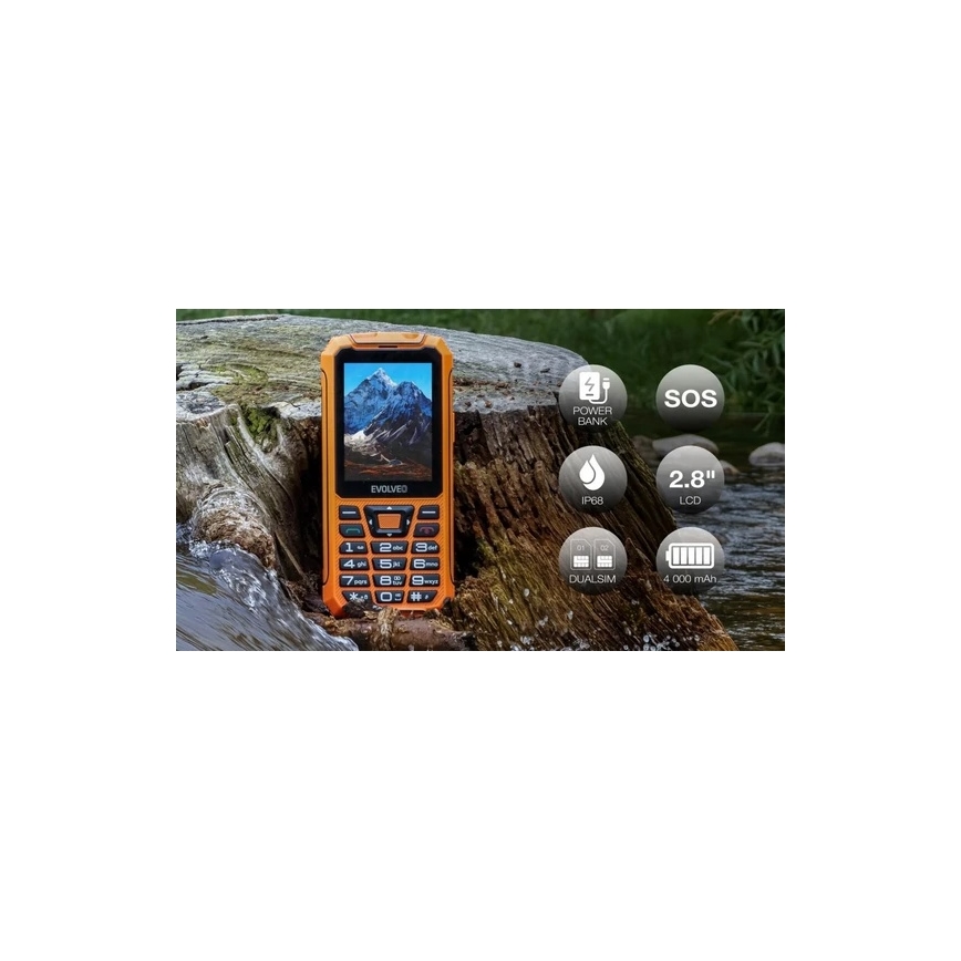 Evolveo - StrongPhone Z6 vandtæt Dual SIM-telefon i orange