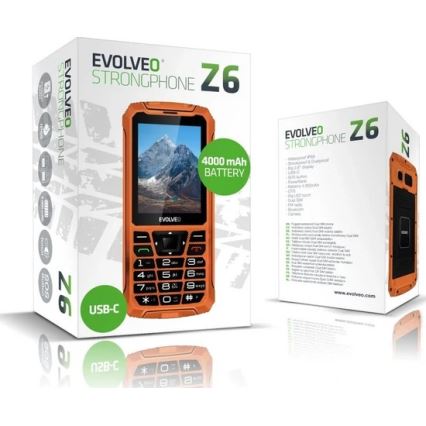 Evolveo - StrongPhone Z6, vandtæt Dual-SIM-telefon, orange