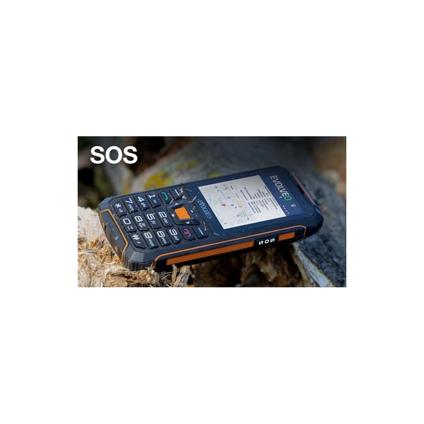 Evolveo - StrongPhone Z6, vandtæt Dual SIM telefon, sort - orange