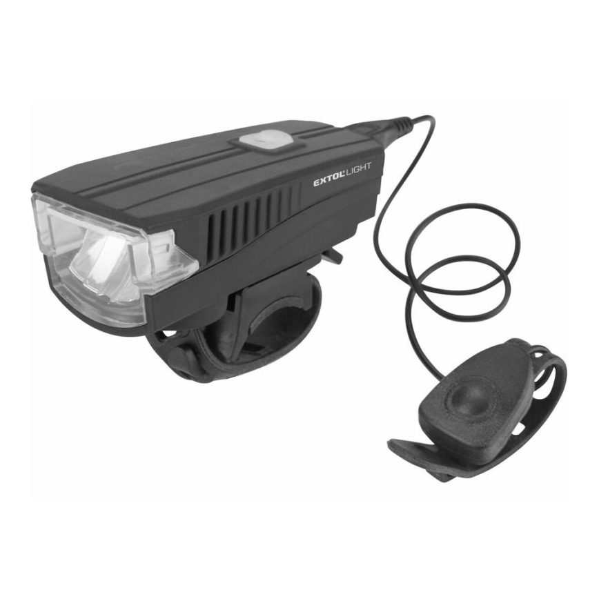 Extol - Genopladelig LED lommelygte m. cykelhorn LED/5W/1200 mAh/3,7V IPX4