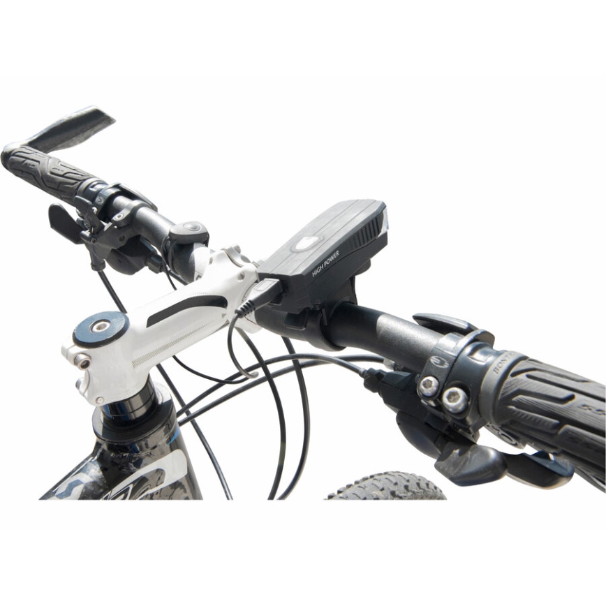 Extol - Genopladelig LED lommelygte m. cykelhorn LED/5W/1200 mAh/3,7V IPX4
