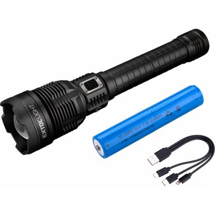 Extol - Genopladelig LED lommelygte m. powerbank dæmpbar LED/60W/10000 mAh 8000 lm IPX4 sort