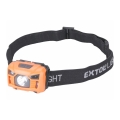 Extol - Genopladelig LED-pandelampe med sensor og rødt lys, LED/3W/1200 mAh/3,7V orange/sort
