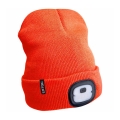 Extol - Hue med indbygget pandelampe og USB-opladning (250 mAh), neonorange, str. UNI