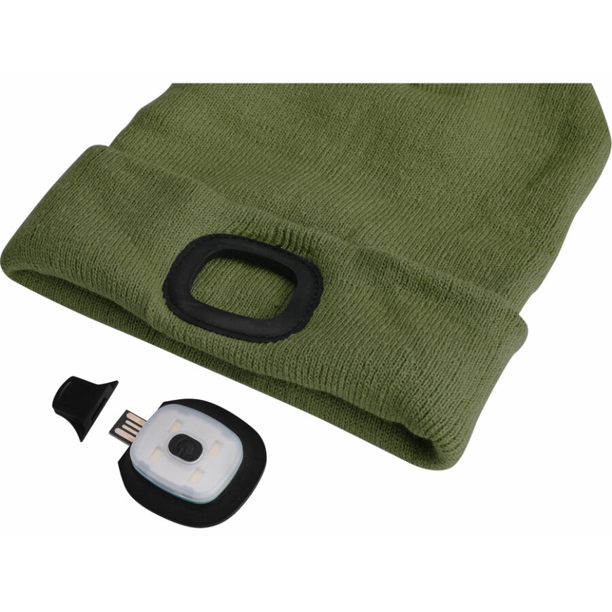 Extol - Hue med indbygget pandelampe og USB-opladning 300 mAh, grøn, str. UNI