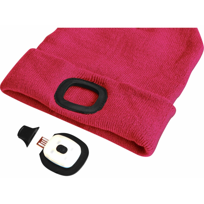 Extol - Hue med indbygget pandelygte og USB-opladning 300 mAh, rosa, str. UNI