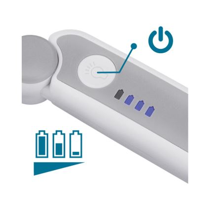 Extol - Sammenklappeligt, genopladeligt forstørrelsesglas med dæmpbar LED-belysning, 650 mAh, hvid/grå