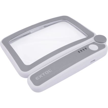 Extol - Sammenklappeligt, genopladeligt forstørrelsesglas med dæmpbar LED-belysning, 650 mAh, hvid/grå