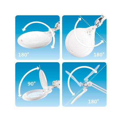 Extol - LED dæmpbar skrivebordslampe med lup LED/10W/230V hvid