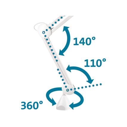Extol - LED dæmpbar skrivebordslampe med lup LED/10W/230V hvid