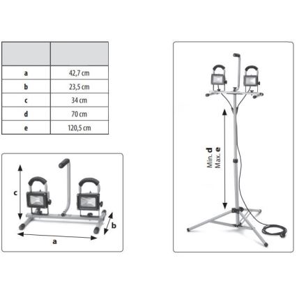 Extol - LED projektør med stativ 2xLED/10W/230V IP65