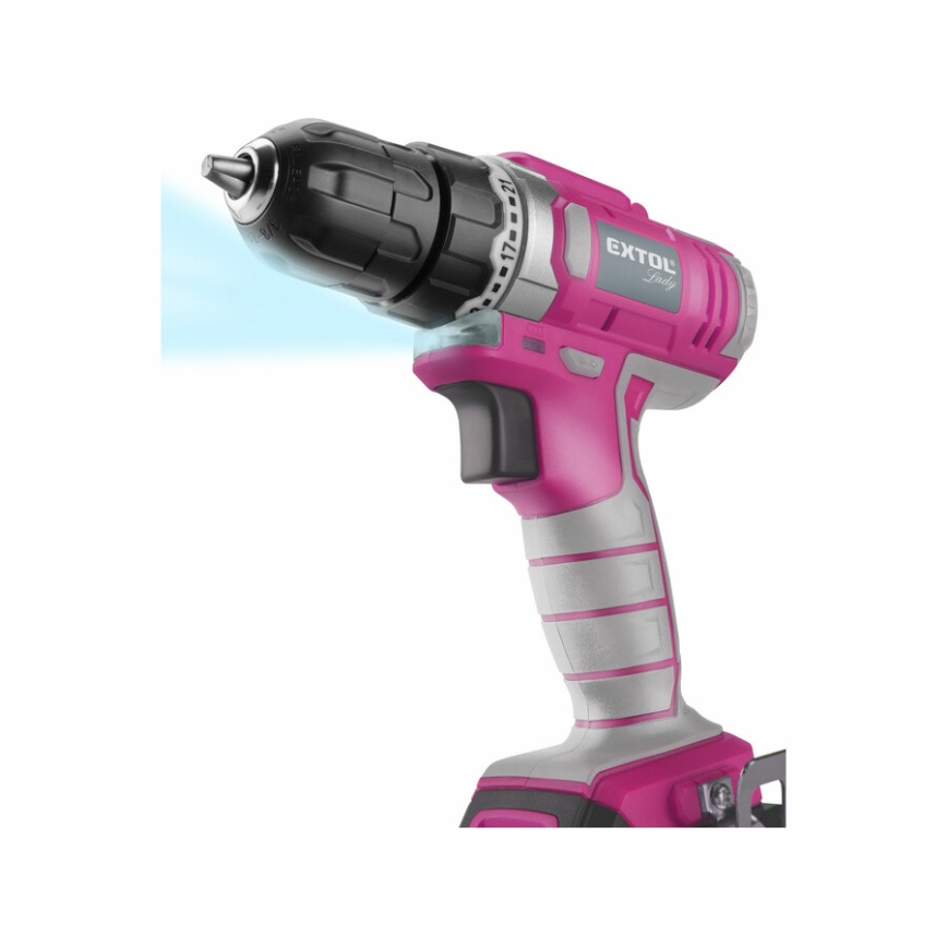 Extol - Ledningsfri boremaskine 1300 mAh 12V pink