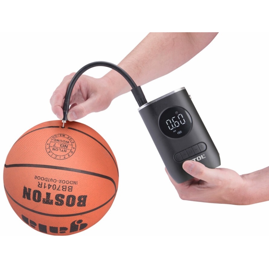 Extol Premium - Digital lommekompressor 4000 mAh 7,4V sort