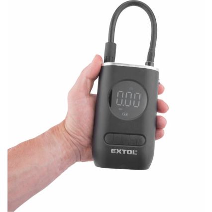 Extol Premium - Digital lommekompressor 4000 mAh 7,4V sort