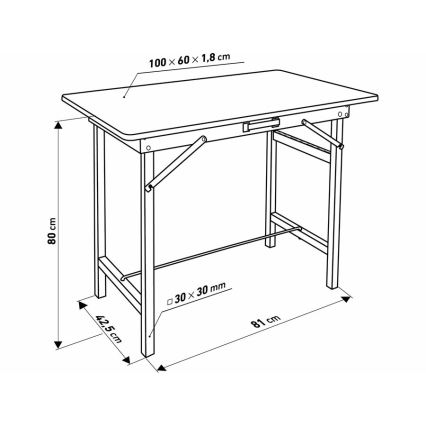 Extol - Sammenklappeligt arbejdsbord 100x60 cm brun/sort