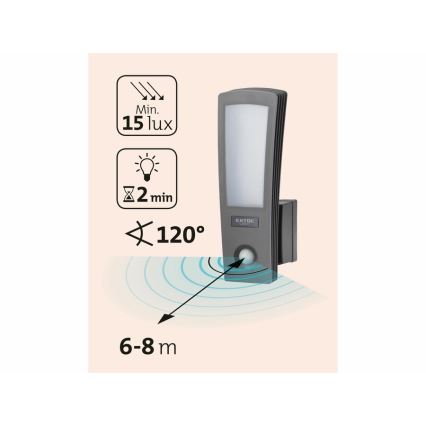 Extol - Udendørs LED væglampe sensor LED/15W/230V IP65