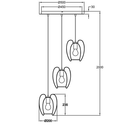 Fabas Luce 3677-47-102 - Pendel CAMP 3xE27/40W/230V hvid