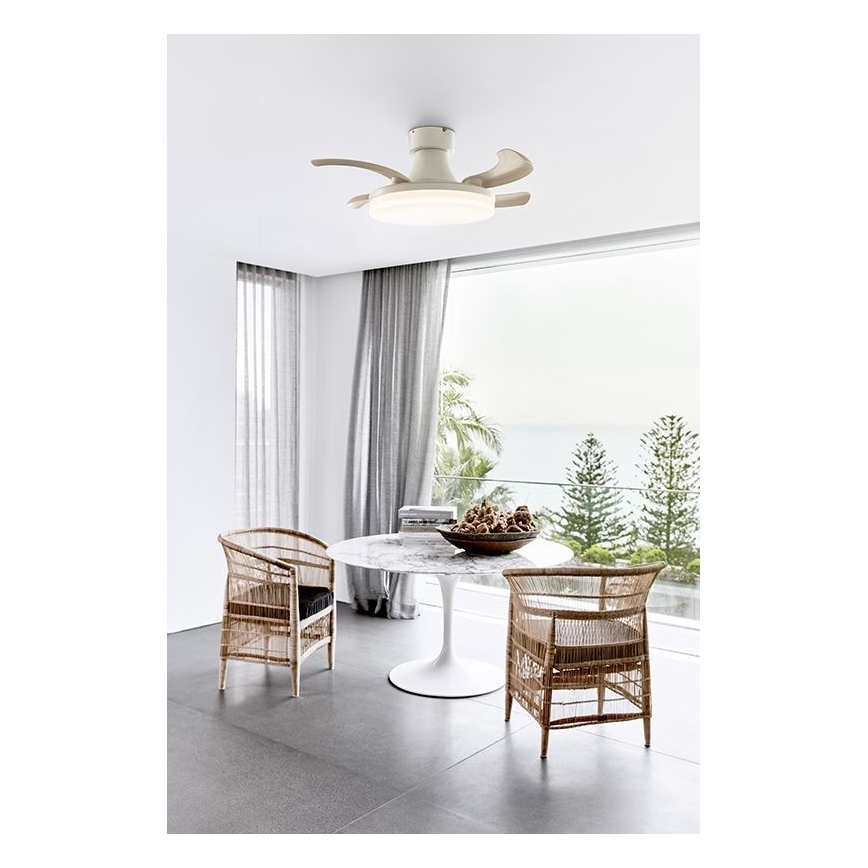 FANAWAY 210664 - LED ventilator dæmpbar ORBIT LED/25W/230V beige/hvid + fjernbetjening