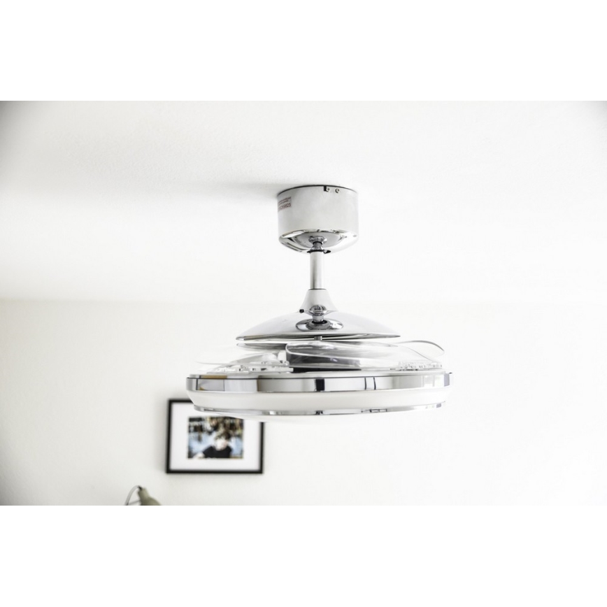 FANAWAY 211036 - LED Loftventilator EVO1 LED/40W/230V blank krom + fjernbetjening
