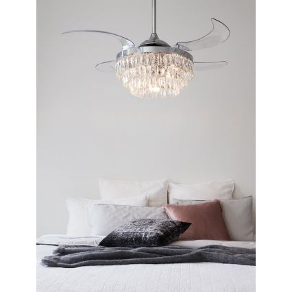 FANAWAY 212923 - LED loftventilator VEIL 6xE14/4,5W/230V skinnende krom + fjernbetjening