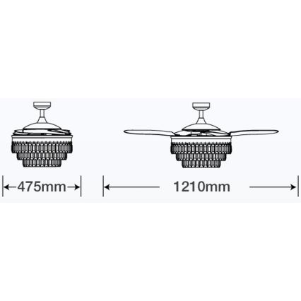 FANAWAY 212923 - LED loftventilator VEIL 6xE14/4,5W/230V skinnende krom + fjernbetjening