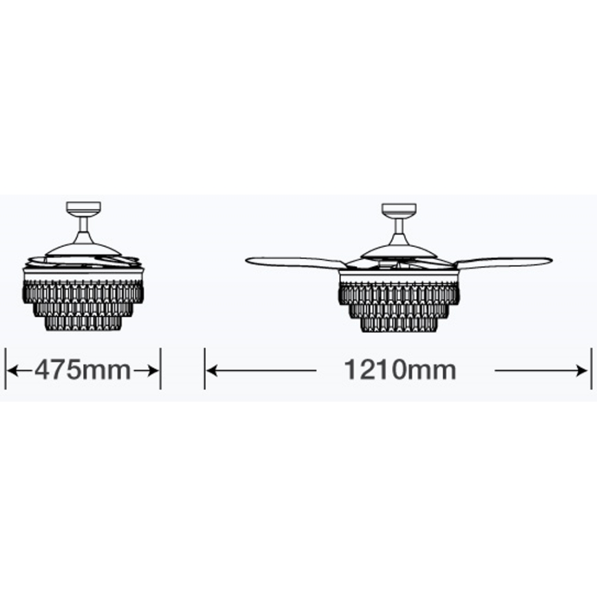 FANAWAY 212923 - LED loftventilator VEIL 6xE14/4,5W/230V skinnende krom + fjernbetjening