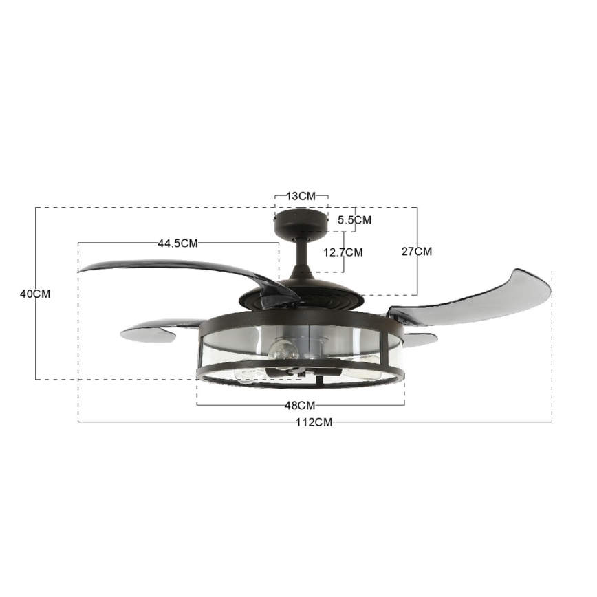 FANAWAY 212927 - LED loftventilator CLASSIC 3xE27/4W/230V sort + fjernbetjening