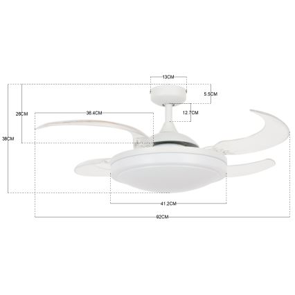 FANAWAY 212980 - Loftventilator EVORA 2xE27/15W/230V hvid + fjernbetjening