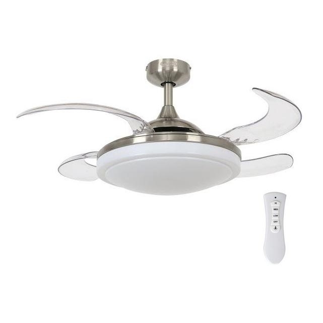 FANAWAY 212982 - Loftventilator EVORA 2xE27/20W/230V skinnende krom + fjernbetjening