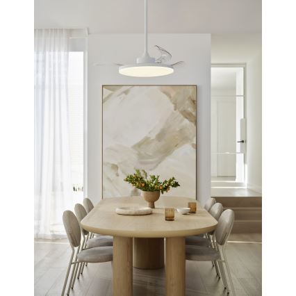 FANAWAY 21612949 - LED loftventilator dæmpbar STROLL LED/30W/230V 2700/3500/5000K diameter 106 cm hvid/transparent + fjernbetjening