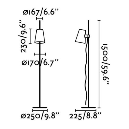 FARO 29998 - Gulvlampe LUPE 1xE27/20W/230V skinnende krom